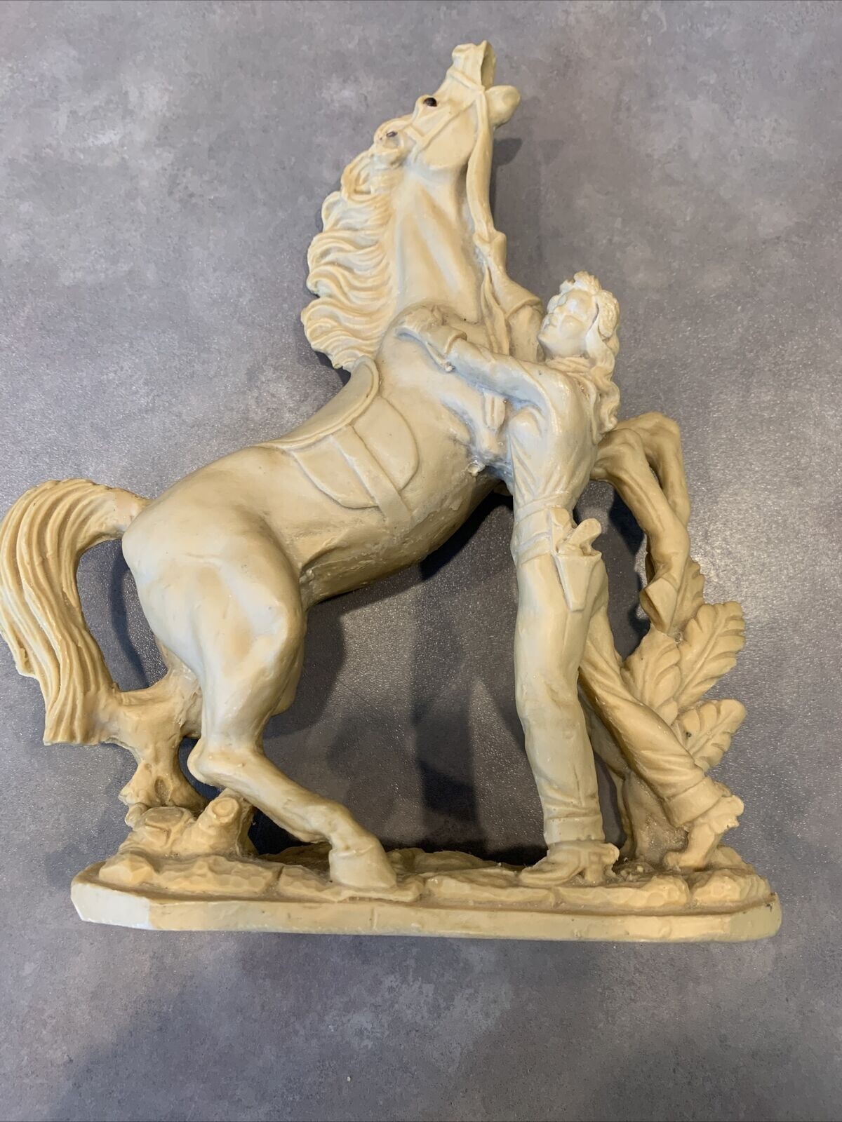 Vtg Italian Horse Sculpture Cowgirl Woman Domatrice Alabaster Composite