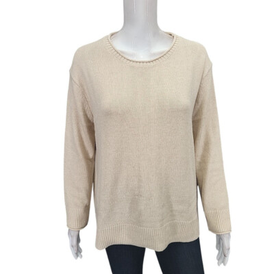 Ella Moss Ladies Everyday Modern Trendy Sweater Medium Size Tan Pullover Top