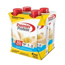 Premier Protein Shake, Bananas  Cream, 30g Protein, 11 Fl Oz, 4 Ct