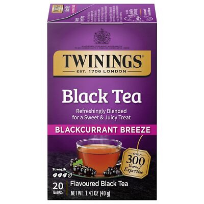 Twinings of London Blackcurrant Breeze Black Tea Bags, 20 Count (Pack of 6)