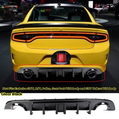 FOR 15-23 DODGE CHARGER SRT HELLCAT/SRT 392 REAR DIFFUSER GLOSS BLK W/ LED LIGHT