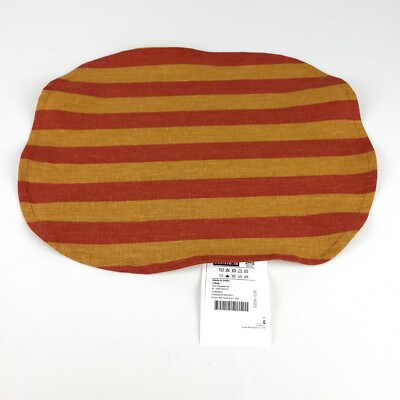 IKEA Krosamos Orange Striped Placemat Oblong 17.75''x13.75'' Linen/Cotton