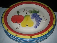7-pc Philippe Richard FRUITA MISTA Dinner Plates Salad Plates Lot Stoneware  
