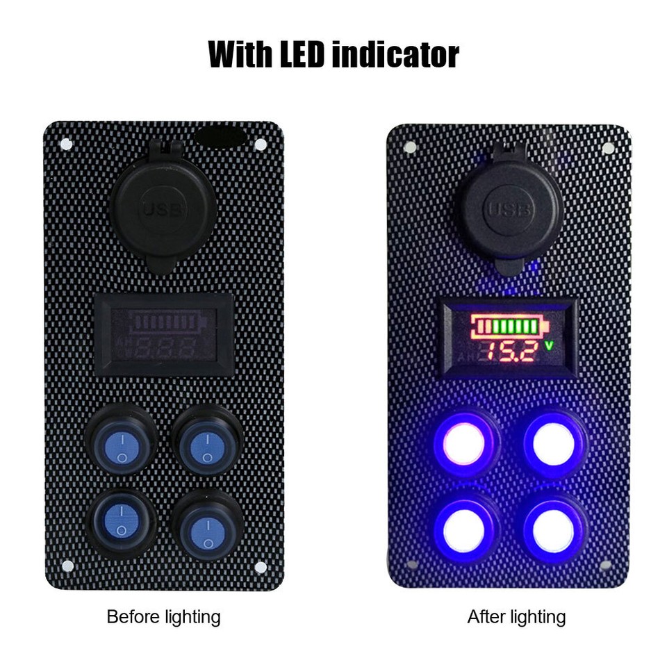 Boat Marine Car OnOff LED Rocker Switch Panel Dual USB Charger