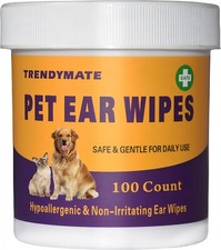 Pet Ear Wipes for Dogs  Cats  Gently Remove Ear Wax, Sooths  Deod 100 count
