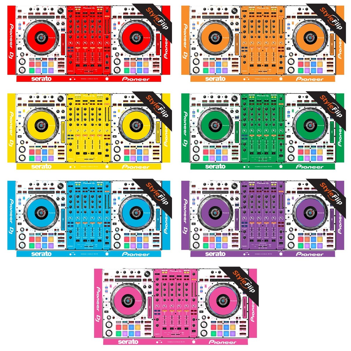 Pioneer スピーカー カラフルデザイン Pioneer DDJ-SZ 2 Skin | 7 Bold Color Blocking | Protective Decal