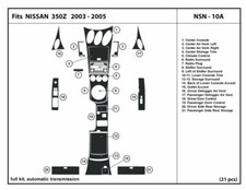 Kit de molduras de tablero de fibra de carbono real para Nissan 350Z 2003-2005 con palanca de cambios automática