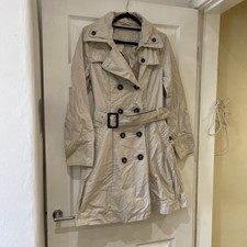  Rjr John Rocha Size 12 Double Breasted Beige Coat Lined Debenhams