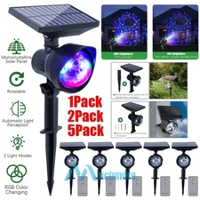 LOT Waterproof RGB Solar Rotating Fairy Laser Light Projector Garden Lawn Lamp
