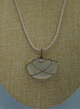 White Clear Sea Glass Pendant: Dome Shape P 34 