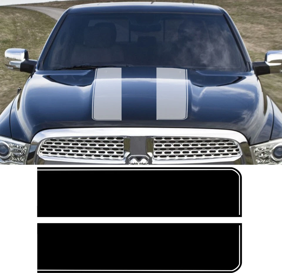 Juego de 4 calcomanías de vinilo para puerta trasera rayas capó Dodge Ram 1500 gráficos de carreras Foto 3 de 4