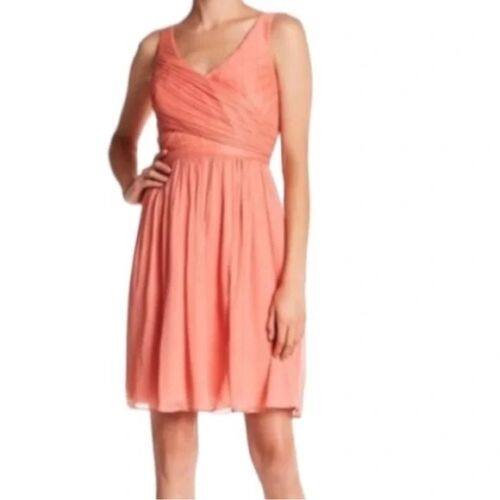 J. Vestido Crew 100% Seda Coral Heidi Damas de Honor Ocasión Especial Cóctel Talla 1 - Imagen 2 de 9