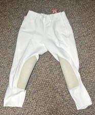 Tailored Sportsman Royal Hunter Side-Zip Knee Patch Breeches  - White - Size 30S