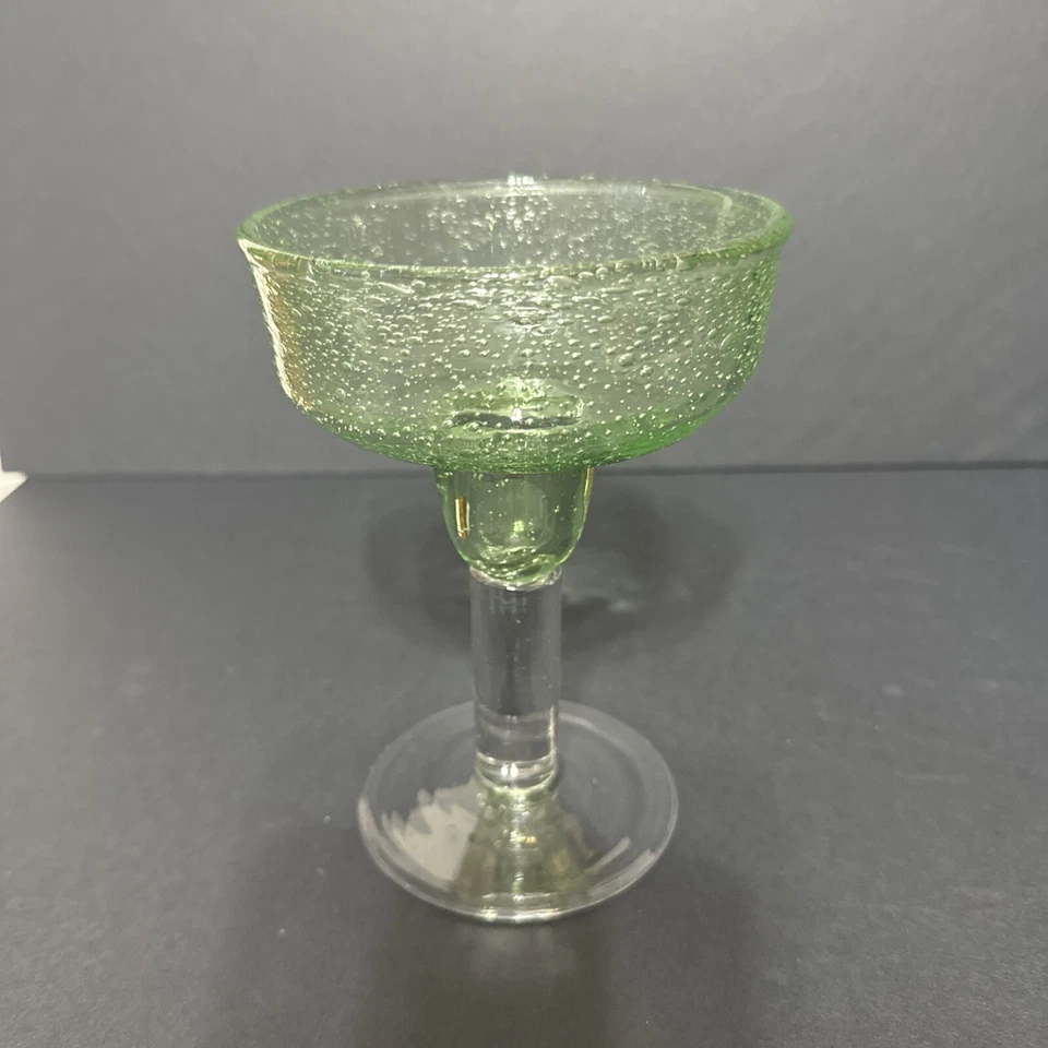 Juego de cuatro vasos de margarita burbuja soplados a mano verde, azul, dorado, púrpura usados en excelente estado Foto 3 de 4