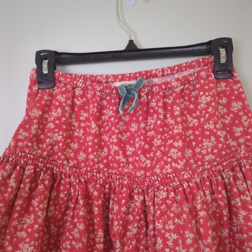 MIni Boden Kids Pink Tiered Floral Corduroy Pull On Skirt Size 7-8 - Picture 2 of 13