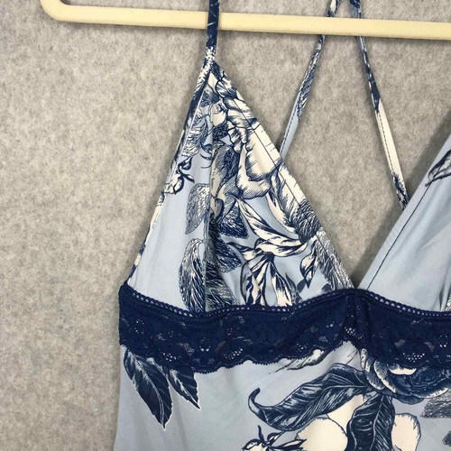 Linea Donatella Cami Womens Small Blue Floral Lace Sleepwear Tank Top Soft Cozy - Picture 2 of 10