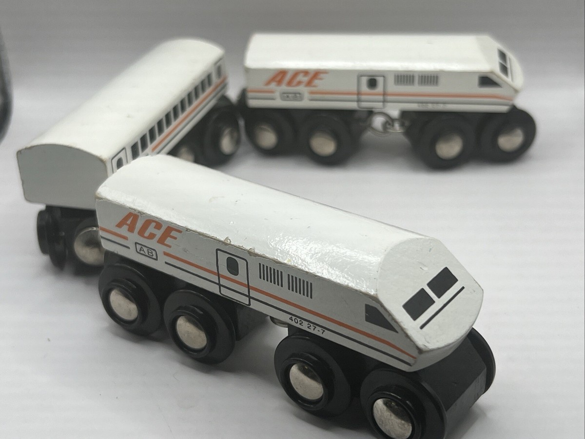 MAXIM ENTERPRISE Wooden Train 3pc HIGH-SPEED BULLET TRAIN works w