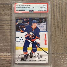 2025-26 Upper Deck Series 2 Young Guns Matthew Schaefer #451 (RC) PSA GEM MNT 10