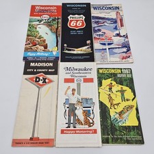 Lot Of 6 Vintage 50s 60s 70s Wisconsin Road M...