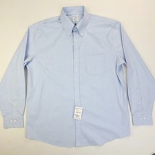 Brooks Brothers Regular Non Iron Mens Size 16.5 34-35 Blue Button Down Shirt NWT