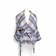 LoveShackFancy Harrison Belted Plaid Shawl Co...