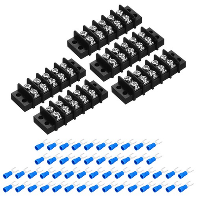 #ad #ad 5Pcs Terminal Block 300V 20A Dual Rows 5P PA66 with 50Pcs 16A Fork Connectors $20.34