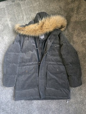 Rainforest Corduroy Hooded Parka with Faux Fur Trim Men's Jacket Men's Size L