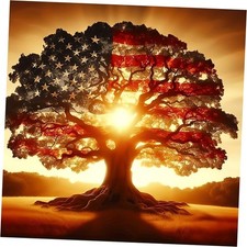 5D Diamond Painting Kits for Adults, American Flag Tree Diamond Art KM252-1
