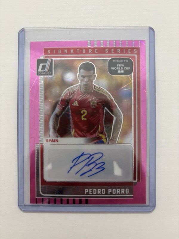 2025-26 Donruss Pedro Porro Signature Series Pink Prizm Auto Spain SS-PP
