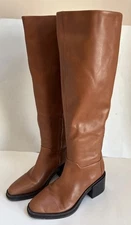 Ladies Franco Sarto Dorica Wide Calf Tall Shaft Taupe Brown Leather Boots 9M WC