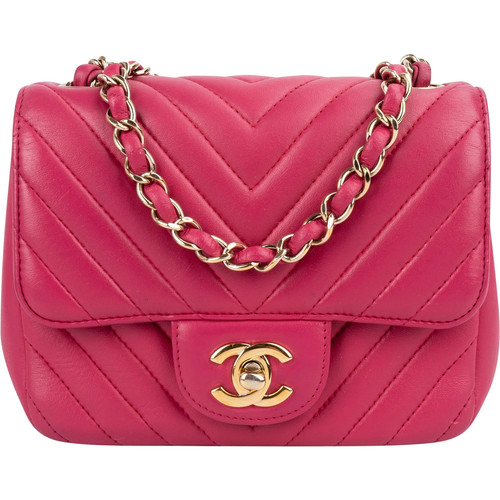 Chanel Chevron Lambskin Rectangular Mini Flap Crossbody Bag Coco CC Bag
