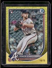 2025 Bowman Spencer Schwellenbach Mega Box Braves Yellow Refractor RC Card #/75