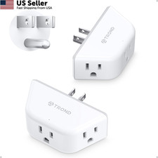 TROND Multi Plug Outlet Extender 2 Pack - 3AC-3 Prong Plug, 2 Pack, White
