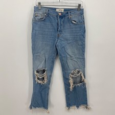 We The Free Jeans Straight Distressed Light Blue Size 25 Regular Womens