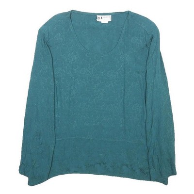S.L FASHIONS Damen Blau Gemustertes Langarm Top Rundhalsausschnitt aus Rayon