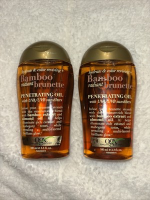 New OGX Lot Of 2 Hydrate & Color Reviving Bamboo Radiant Brunette Oil 3.3 Oz