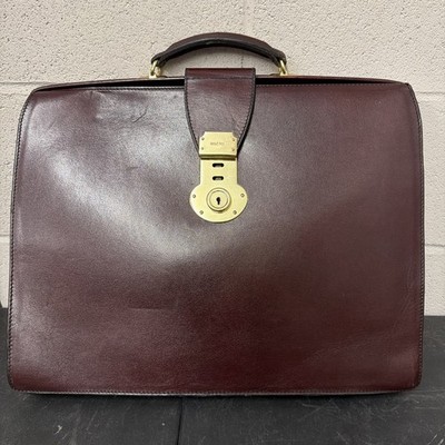 Gold Pfeil Leather Burgundy Briefcase With Dust Bag 