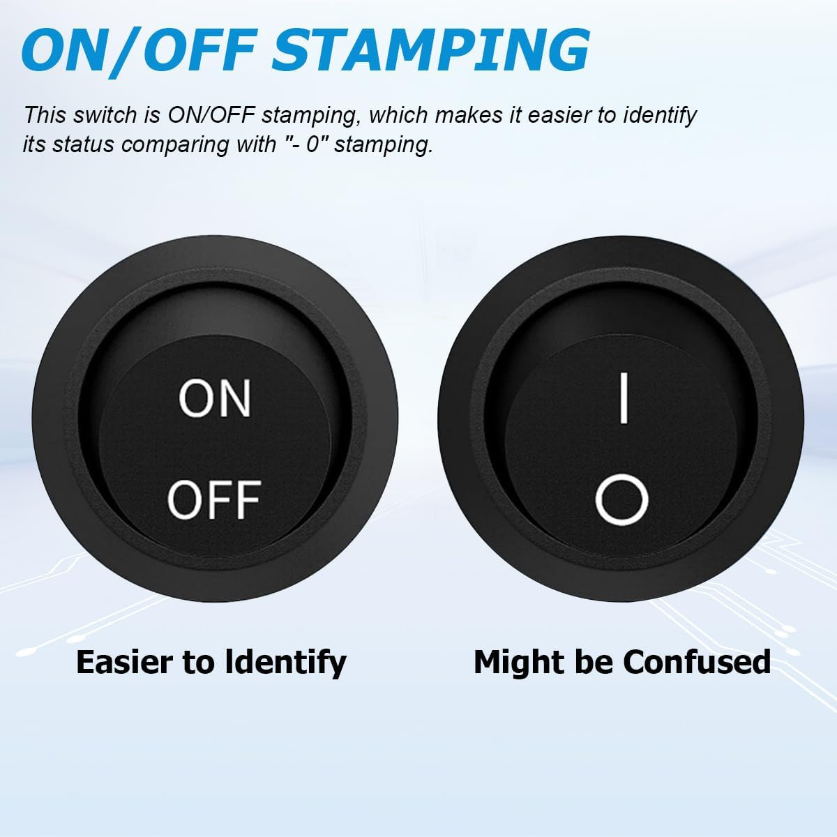 10-Pack Round Rocker Switch 12V DC On/Off 2-Pin Toggle Switch