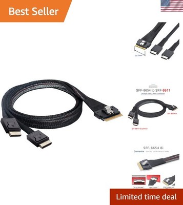 PCI-E Ultraport Slimline SAS Slim 4.0 SFF-8654 8i 74pin to Dual Oculink SFF-8...