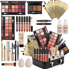 All In One Makeup Kit Full Set With Eyeshadow Foundation Lip Gloss And Brushes