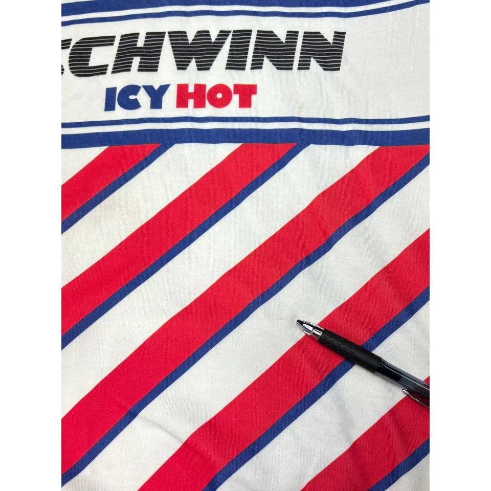 Vintage 90s Schwinn Icy Hot Paramount Cycling Jersey XL Red White Bike Shirt - Image 2 of 4