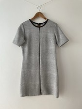Oliver Bonas Dress Size M Grey Knee Length Short Sleeve Casual Party (36)