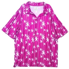 Obnoxious Golf Polo Pink White Tropical Palm Tree Men’s Shirt Sz XL NWOT $99
