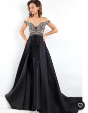 Off-Shoulder Black Silver Formal Gown Evening Dress for Special Occasions