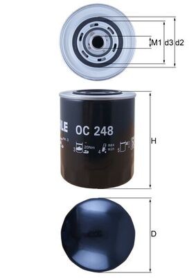 MAHLE OC 248 Oil Filter for ALFA ROMEO,CITROËN,FIAT,IVECO,LANCIA,MULTICAR,OPEL,O