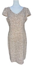 Alex Evenings Gold Sequin Lace Dress Size 12 Wedding