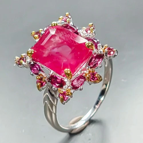 Handmade 5 ct+ Ruby Ring 925 Sterling Silver Size 7 /R464399