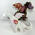 VTG Ty Beanie Babies Scorch 1998 and Magic 1995 Dragons Plush Toys with Tags