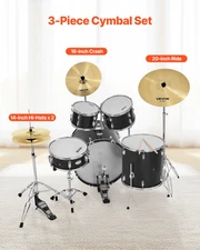 Cymbal Pack, 3 Pieces Cymbals for Drum Set, Bright Copper
