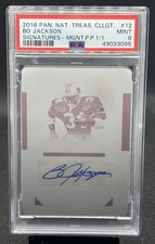 2016 National Treasures Collegiate Bo Jackson 1/1 Printing Plate Auto PSA 9 Mint